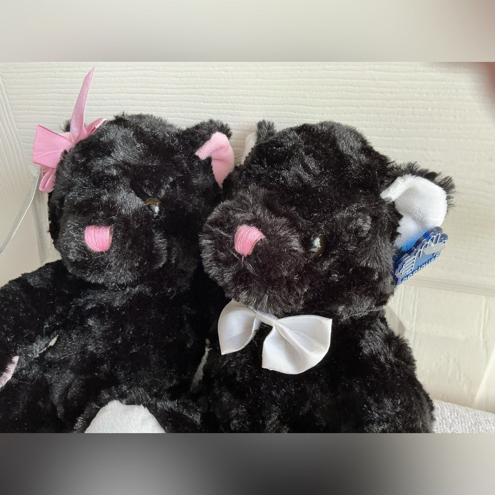 Black and White Stuffed Animal Cat Set - Picture 3 of 9